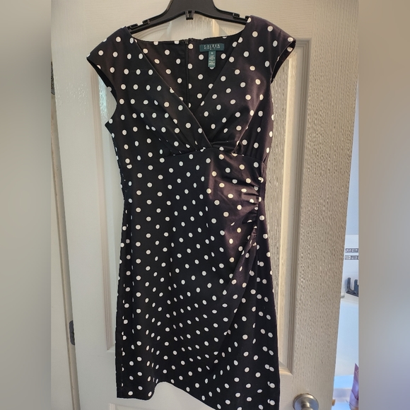 Lauren,  Ralph Lauren Black and white Polka-dot dress,  Sz 10 EUC - Picture 1 of 4